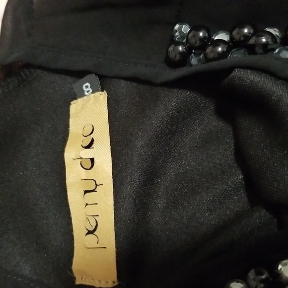 Black Shift Dress with Beads & Embellishments Sheer Long Sleeves - Picture 12 of 16